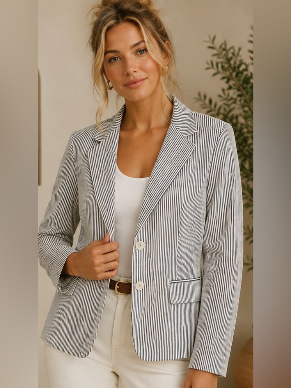 Target Women's Black & White Pinstripe Tailored Blazer